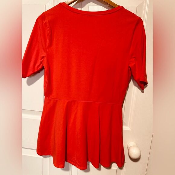 Isaac Mizrahi Red Peplum Short Sleeve Top - Picture 8 of 9
